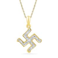 18 Kt Gold Swastik Diamond Pendant