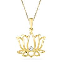 18 Kt Gold Holy Lotus Diamond Pendant
