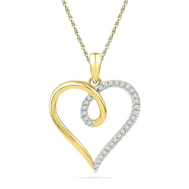 18 Kt Gold Shiny Heart Diamond Pendant