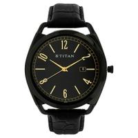 Black Dial Leather Strap Watch