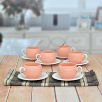 Pink 6 pcs Tea Cup and Saucer