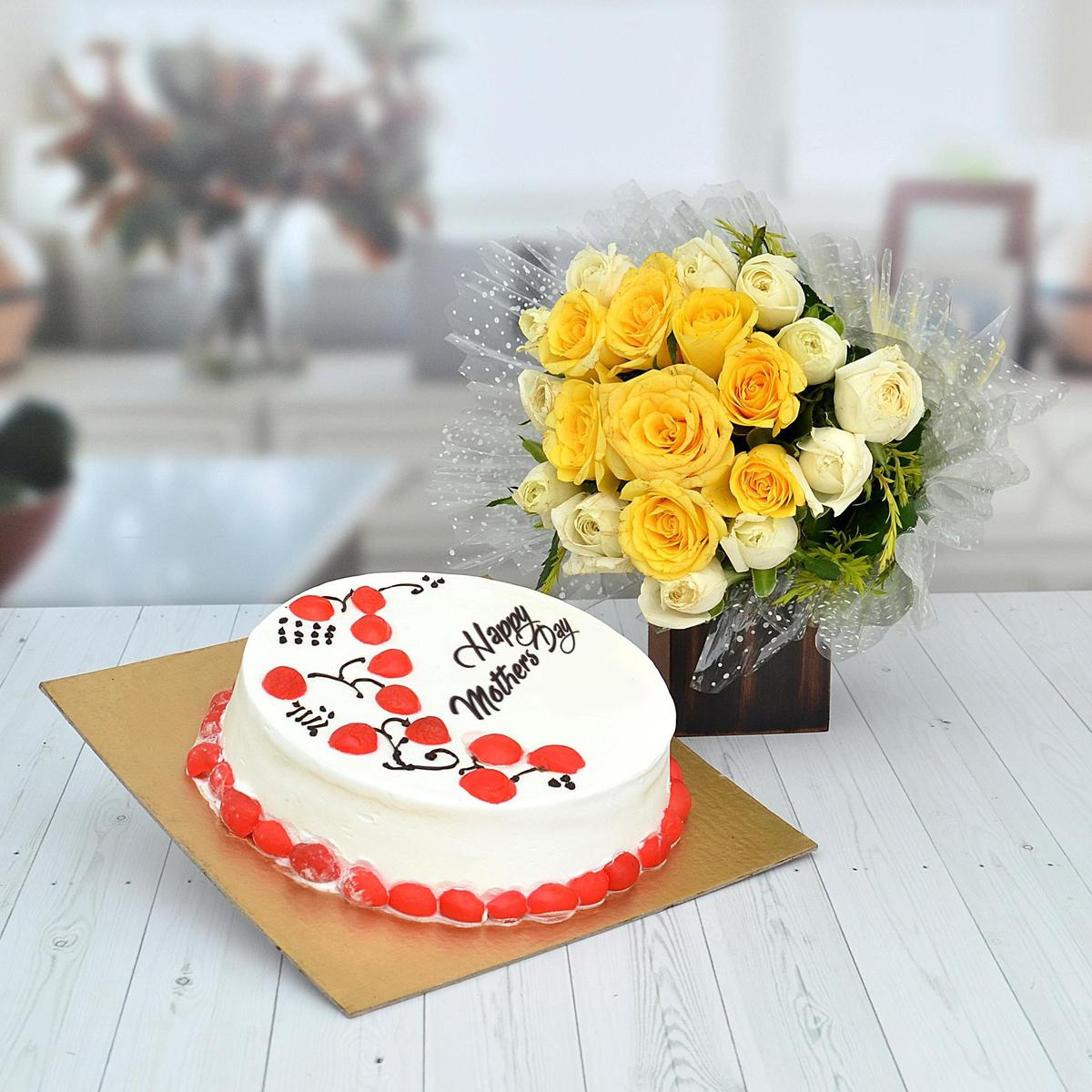 Mother's Day Cake & Flower Combo, Flowers for Mom