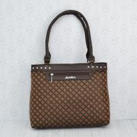 Brown Hand Bag in Check Design