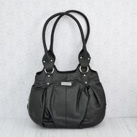 Glossy Black Hand Bag With Handle