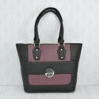 Black Pink Starred Design Hand Bag