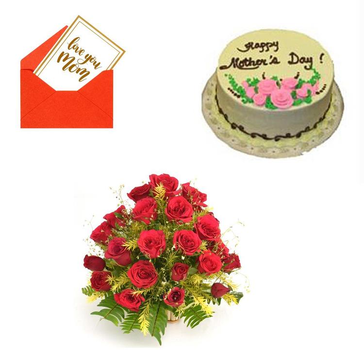M Day Butterscotch Cake & Roses