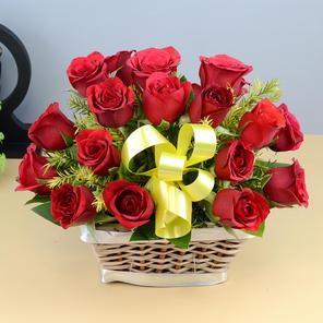 Lovely 18 Red Roses in a basket Lovely 18 Red Roses in a basket