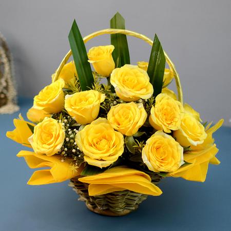 24 Yellow Roses Basket