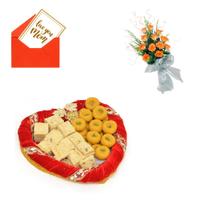 12 Orange Roses & Mithai Mother's Days