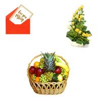15 Yellow Roses and Fruits Hampers for Mom