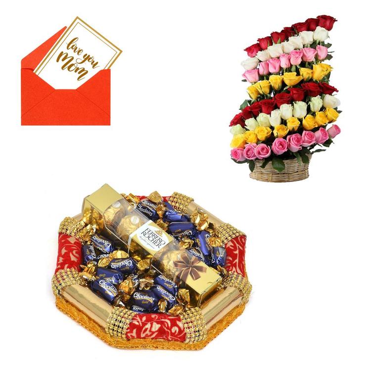 Roses & Chocolates in Octagon Tray