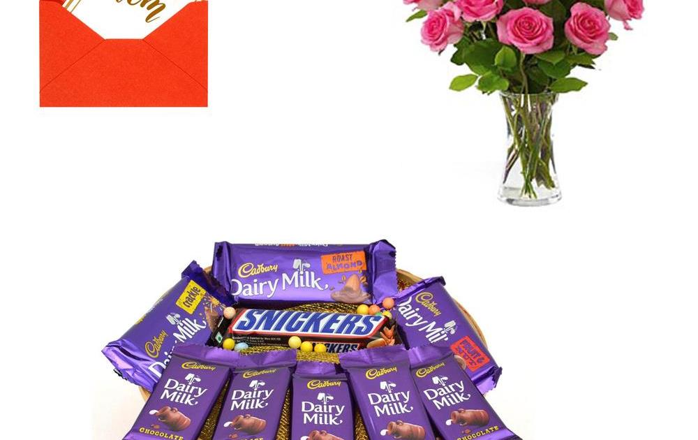 Pink Roses & Chocolates Mothers Day Flowers & Chocolates