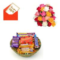 Roses & Chocolates in Basket