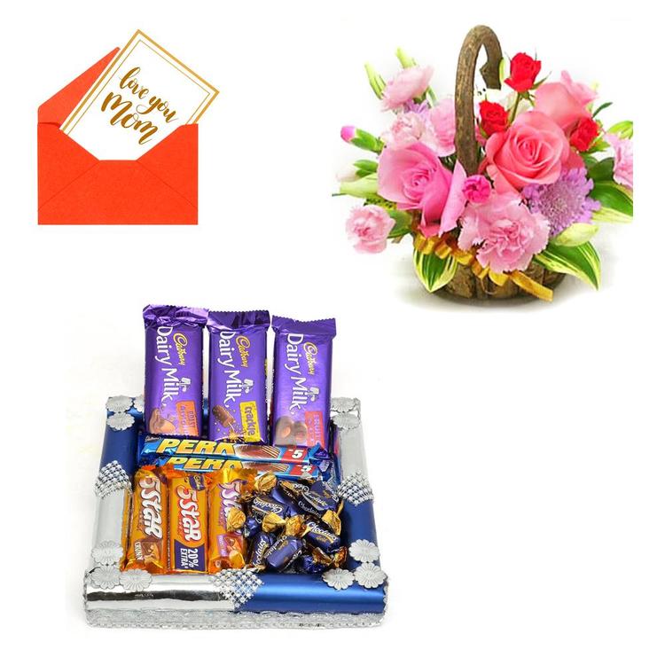Flowers & Chocolates in Square Tray