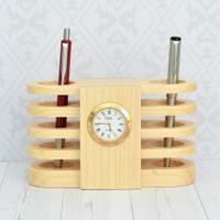 Wooden Pen holder with Watch
