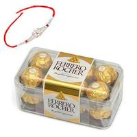 Silver & Red Rakhi Ferrero Rocher - 16 Pcs