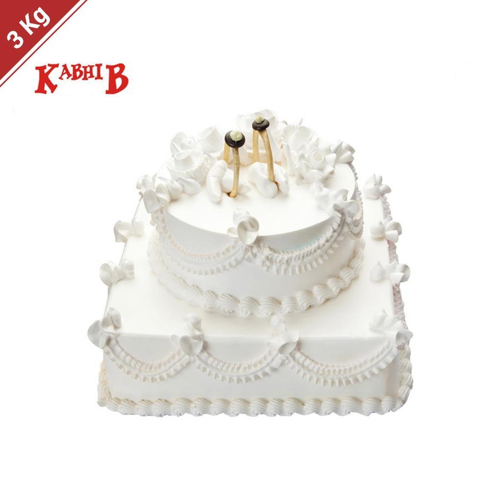 Peach,White & Gold - Ring Ceremony Cake - Decorated Cake - CakesDecor