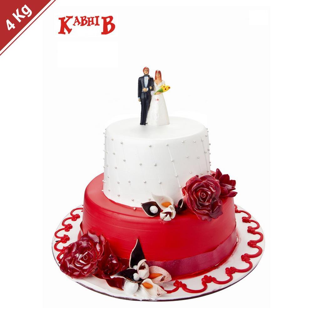Kabhi B Red & White Wedding Cake 4 Kg Kabhi B Bakery