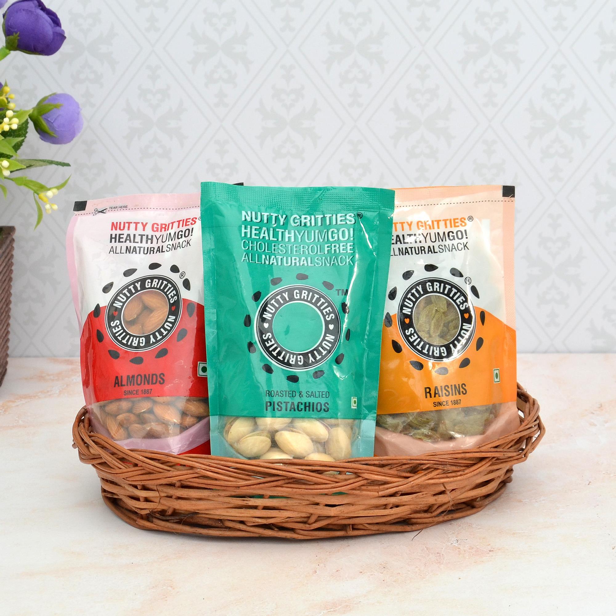 Dry Fruit Hamper 300gm Dry Fruits with a Basket, Gift Hampers