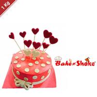 Red & White Hearts Cake 1 kg