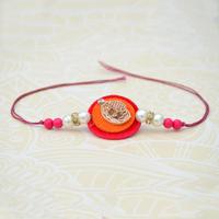 Red & Orange Pearl & Stones Rakhi