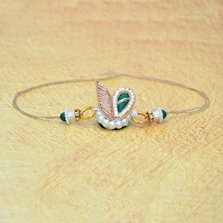 Beautiful Zardosi with Moti Rakhi