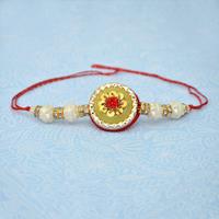 Round Designer Beads Red Thread Rakhi
