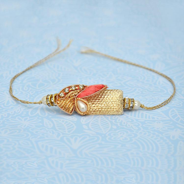 Golgen Designer Zardosi Rakhi