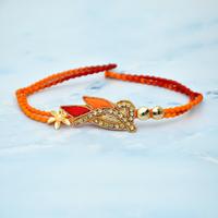 Red and Orange Zardosi Designer Thread Rakhi