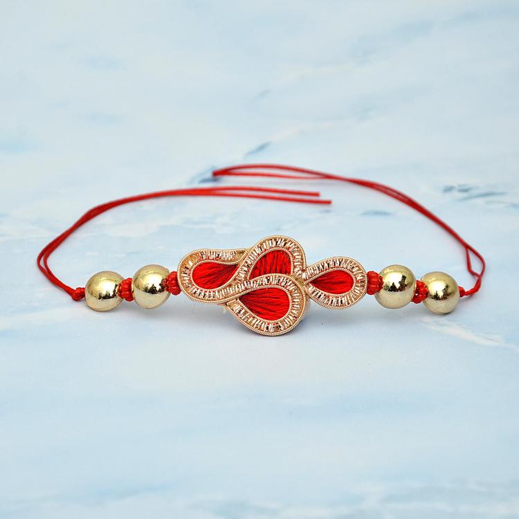 Beautiful Red Zardosi Zari Rakhi