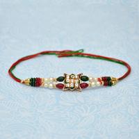 Red and Green Swastik Beads Rakhi