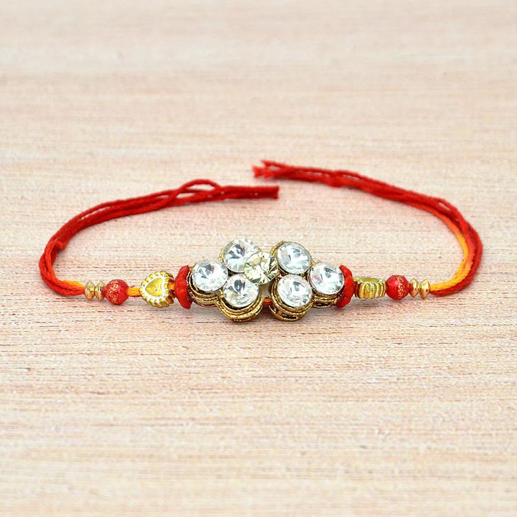 Designer Stones with Red Thread Rakhi