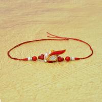 Red Zardosi Rakhi with Red Zari Thread