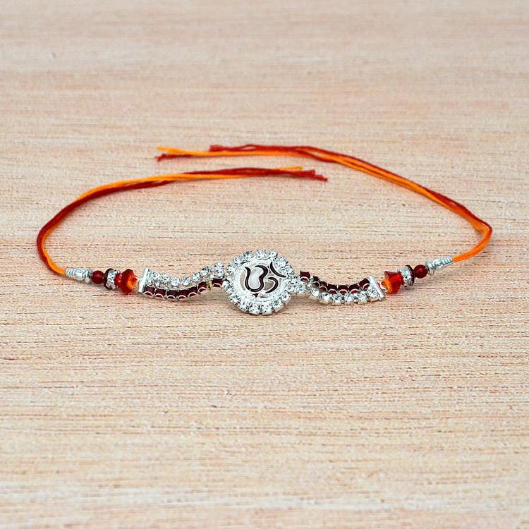 Om Stone Bracelet with Mouli Rakhi