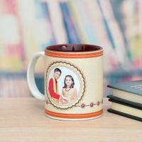 Happy Rakhi Maroon Personalized Mug