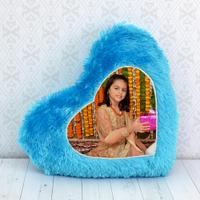 Heart shaped Blue Personalized Pillow