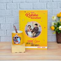 Happy Rakhi Yellow Note Book & Penstand