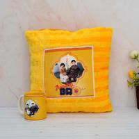 Yellow Mug & Pillow for Rakhi
