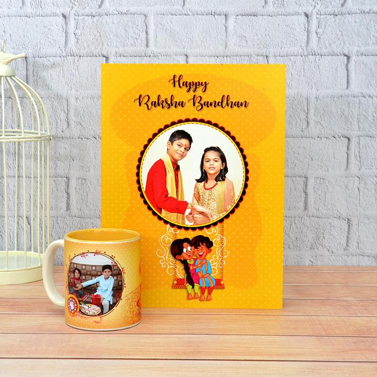 Yellow Mug, Pillow & Rakhi Brother