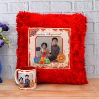 Red Mug, Pillow & Rakhi for Brother