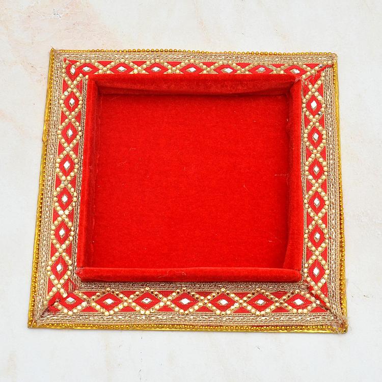 Small Square Red Handmade Tray