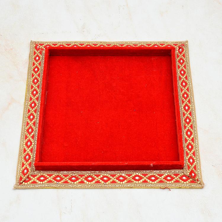 Big Size Square Red Handmade Tray