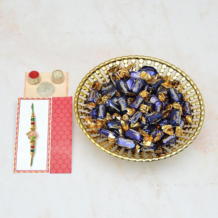Golden Basket of Choclairs, Rakhi - 1