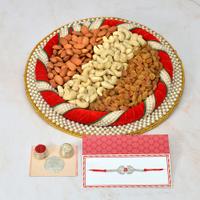 Kaju, Almonds & Raisins in a Thali with Rakhi