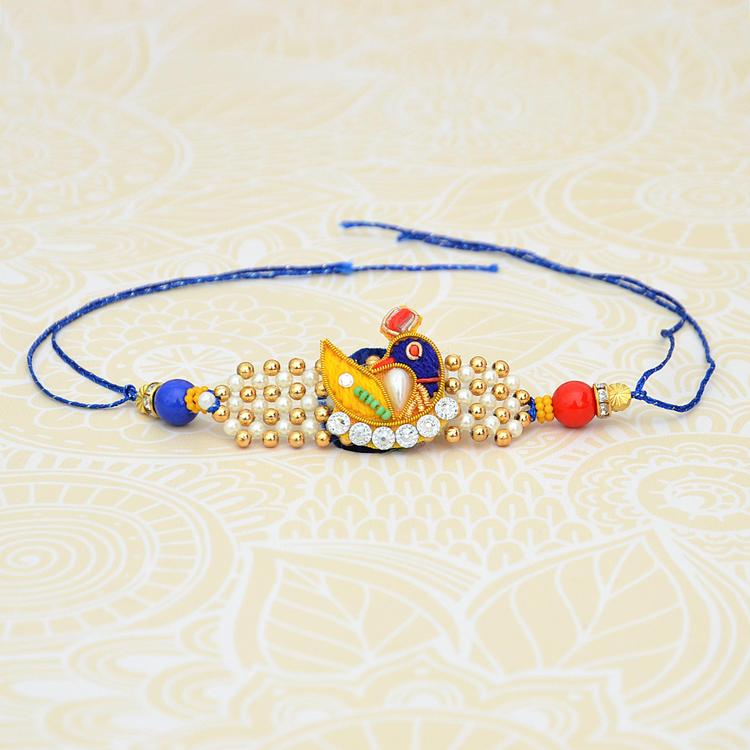 Zerdosi with Beads Peacock Rakhi