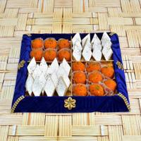 Sweets Thali - Motichur Laddu & Kaju Barfi with Thali