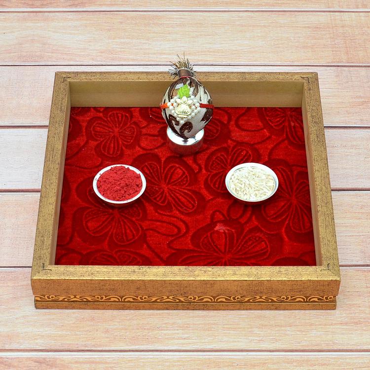 Bati, Kalash, Nariyal, Roli Chawal in Thali -2