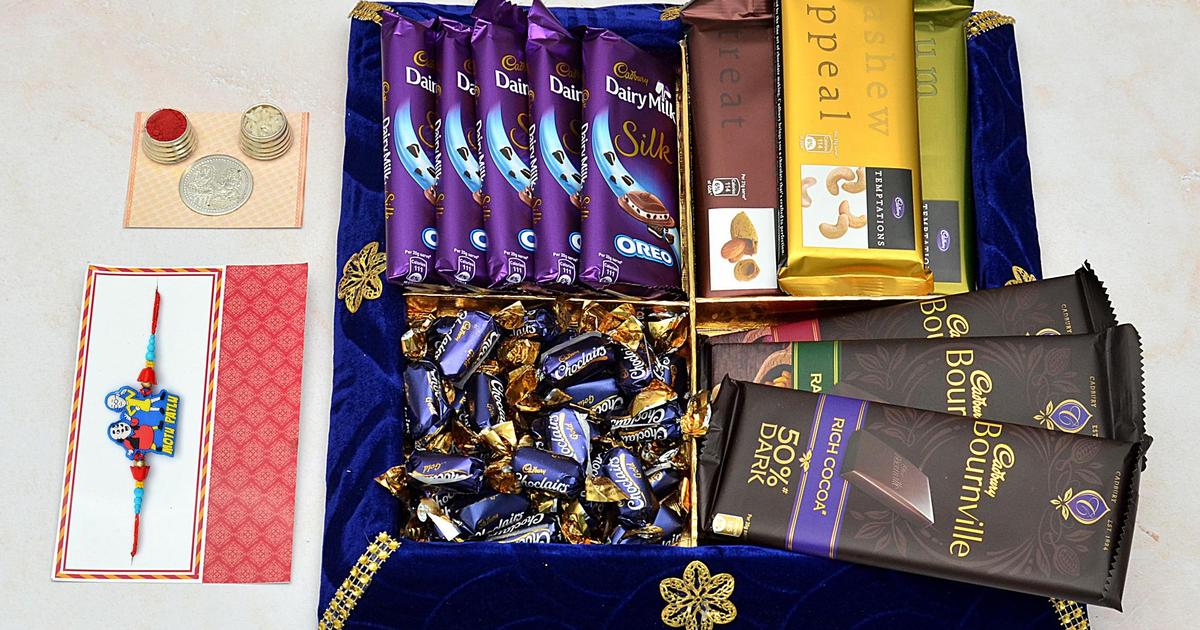 Rakhi Chocolate Thali Dairy Milk, Temptation with Bournville in a