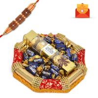 Exotic Golden Octagon Rakhi Thali