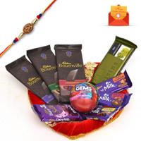 Rakhi Express - Tray of Mixed Chocolates with Gems Ball With Rakhi